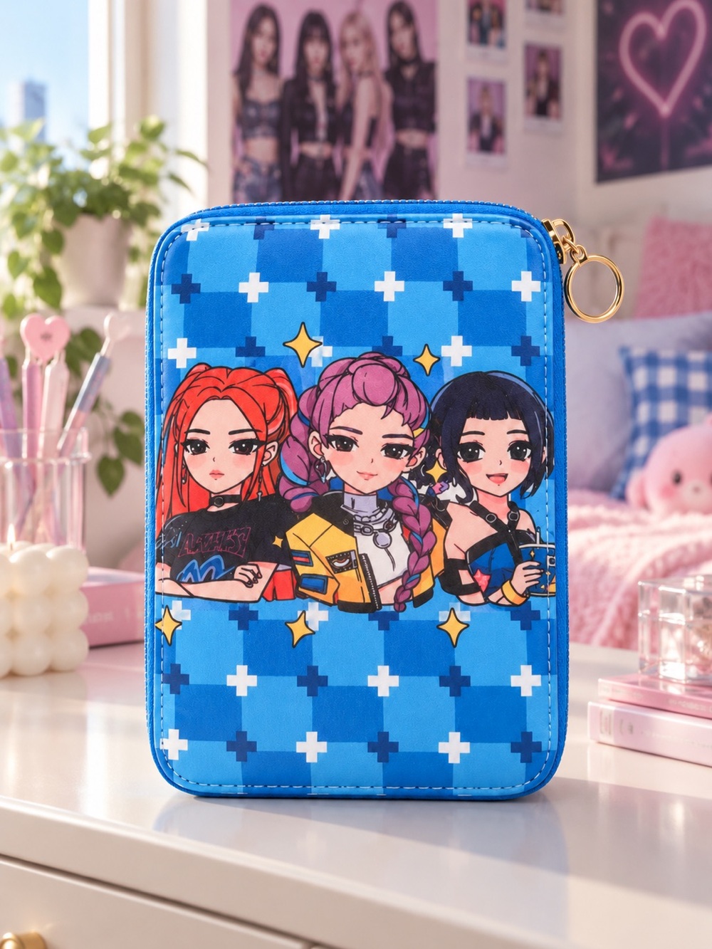 Kids Blue Cartoon Character Zip Tablet Pouch